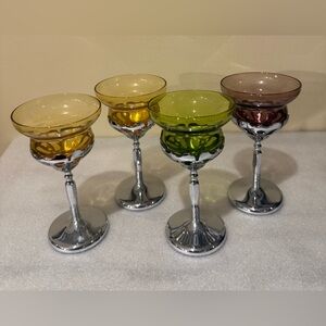 Farber Bros Krome Kraft Cambridge / Morgantown Glass Stemmed Cocktail Glasses